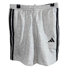 adidas Fleece Shorts Mens Size M Grey Black 3-Stripes JN2469 9 Inch Inseam NEW